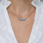 Colier argint opal albastru ocean glow vedere frontala