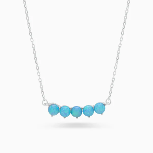 Colier argint opal albastru ocean glow vedere frontala