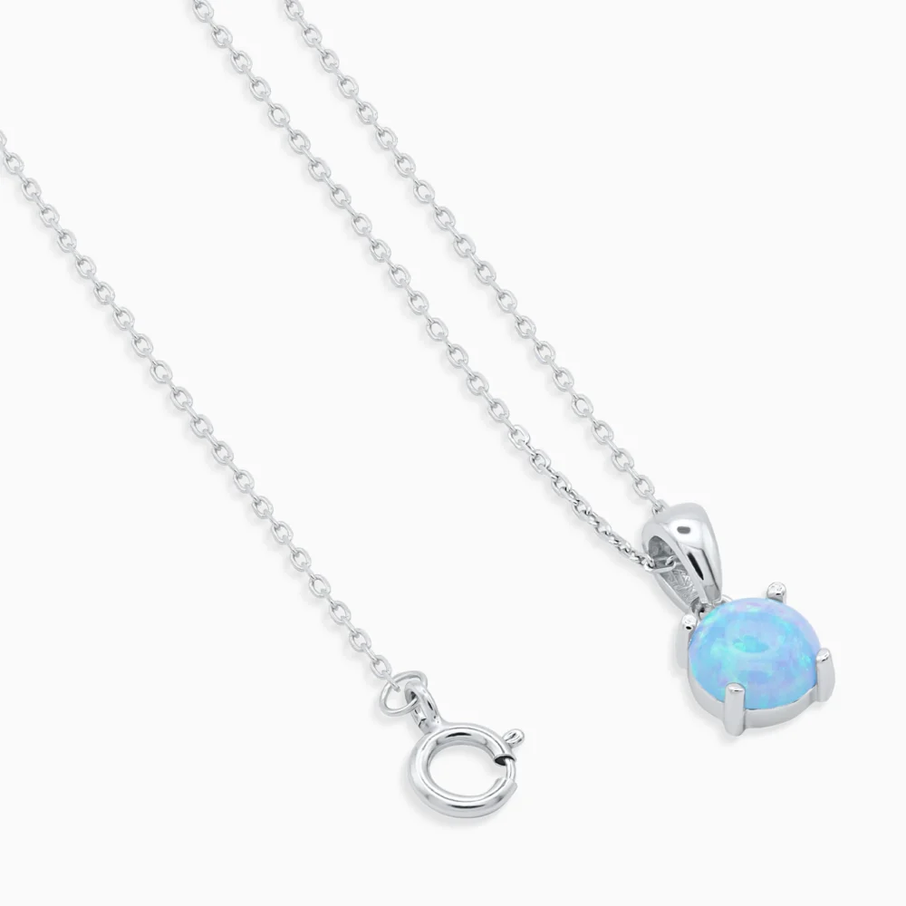 Colier argint opal blue aura detaliu inchidere