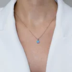 Colier argint opal blue aura vedere frontala