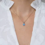 Colier argint opal blue aura vedere frontala