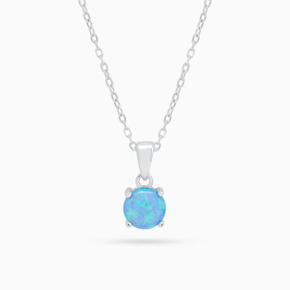 Colier din argint cu opal – Blue Aura