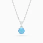 Colier argint opal blue aura vedere frontala