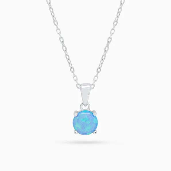 Colier argint opal blue aura vedere frontala