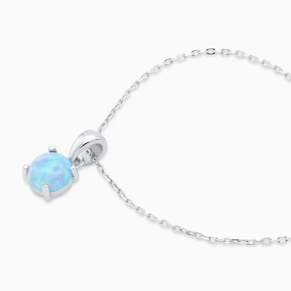 Colier argint opal blue aura vedere laterala