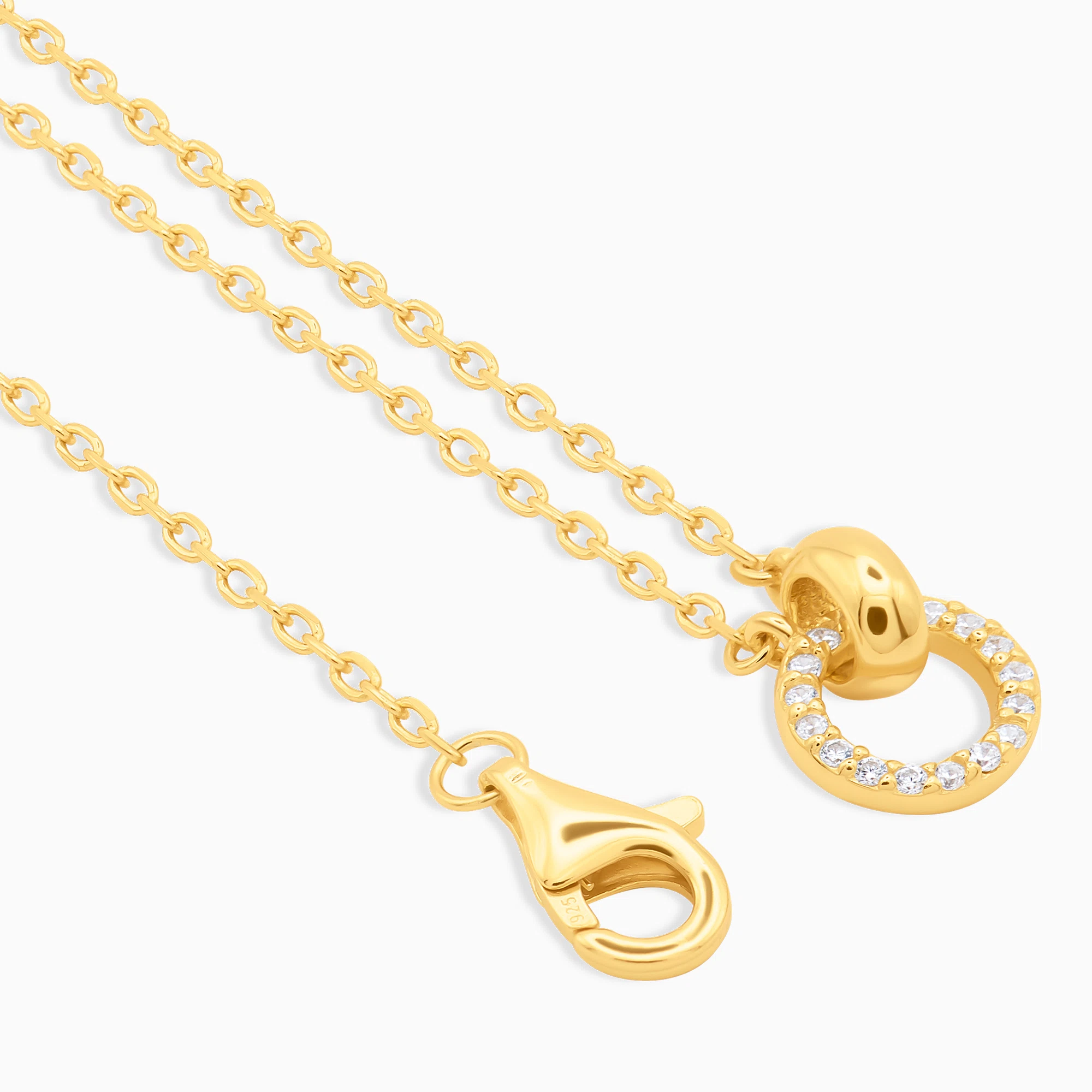 Colier argint pandantiv circular cubic zirconia unity detaliu inchidere Colier argint pandantiv circular cubic zirconia unity detaliu inchidere