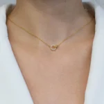 Colier argint pandantiv circular cubic zirconia unity vedere frontala