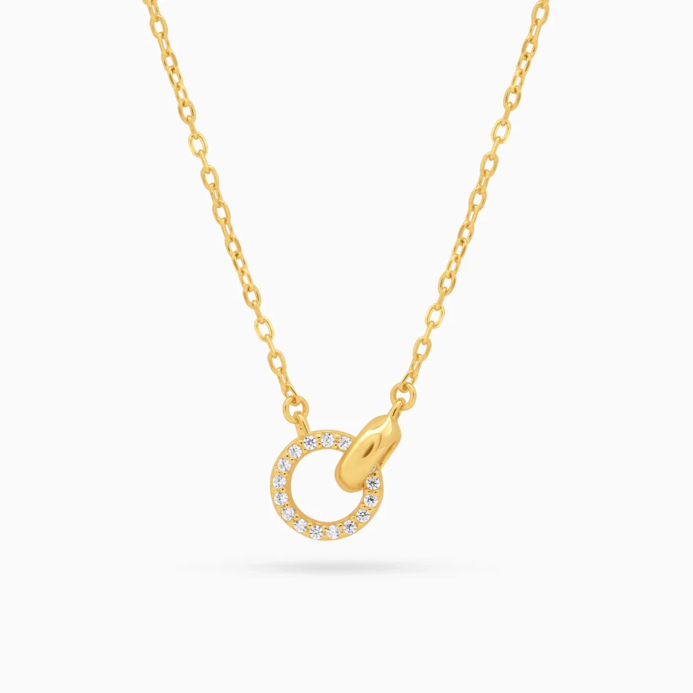Colier argint pandantiv circular cubic zirconia unity vedere frontala