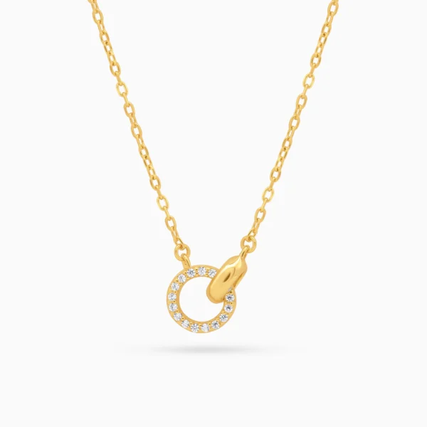 Colier argint pandantiv circular cubic zirconia unity vedere frontala