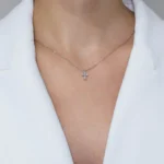 Colier argint pandantiv cruce moissanite eternal cross vedere frontala