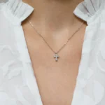 Colier argint pandantiv cruce moissanite eternal cross vedere frontala