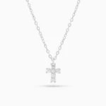 Colier argint pandantiv cruce moissanite eternal cross vedere frontala