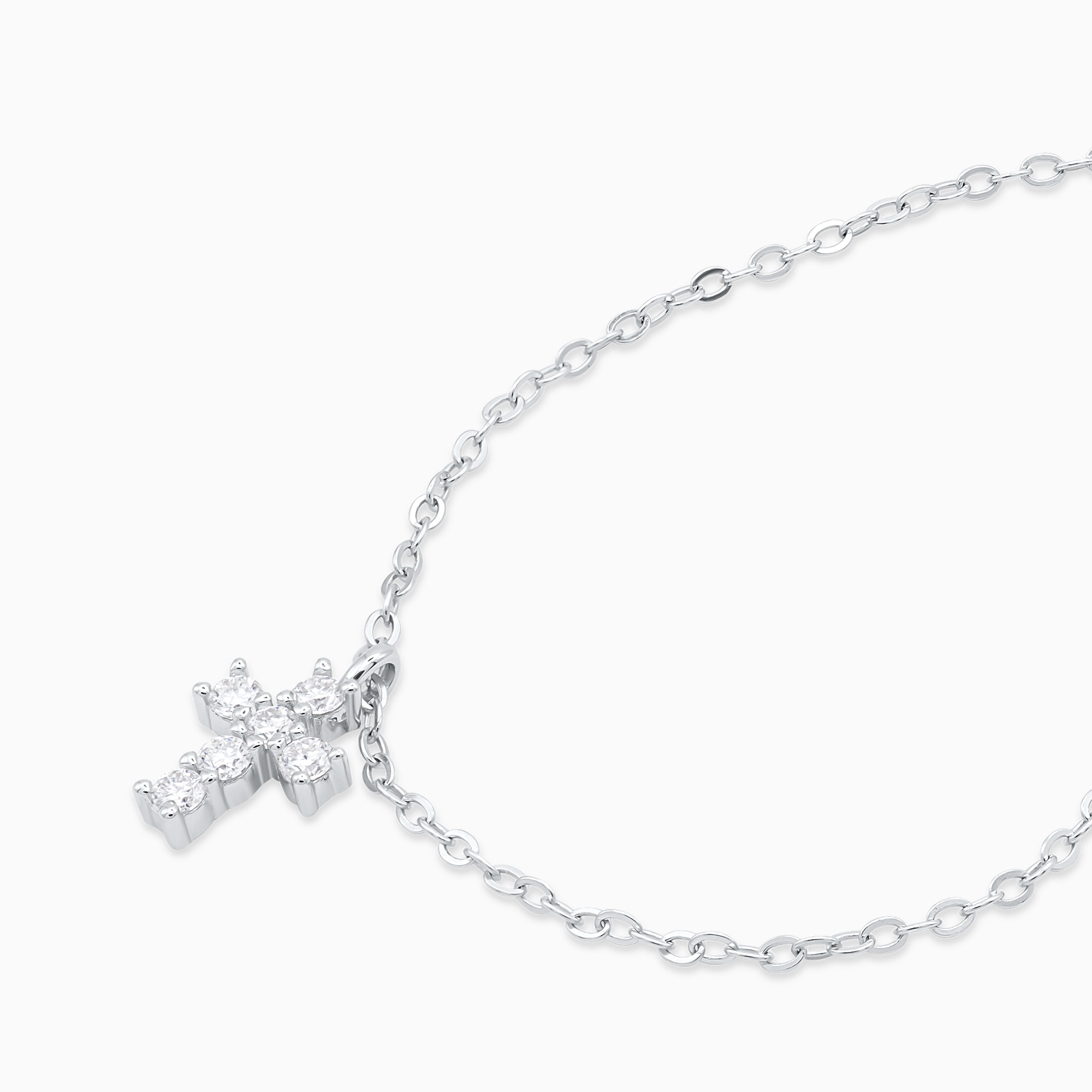 Colier argint pandantiv cruce moissanite eternal cross vedere laterala Colier argint pandantiv cruce moissanite eternal cross vedere laterala
