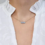Colier argint pandantiv geometric zirconia star line vedere frontala