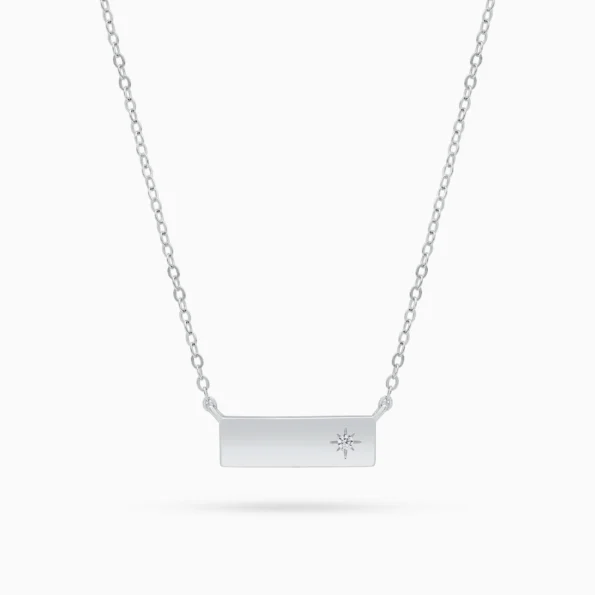 Colier argint pandantiv geometric zirconia star line vedere frontala