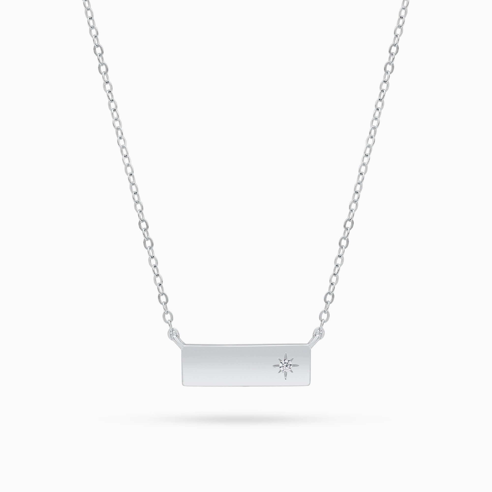 Colier argint pandantiv geometric zirconia star line vedere frontala Colier argint pandantiv geometric zirconia star line vedere frontala