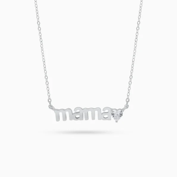 Colier argint pandantiv mama zirconia love you mama vedere frontala