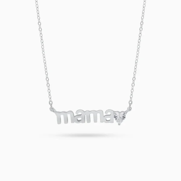 Colier argint pandantiv mama zirconia love you mama vedere frontala
