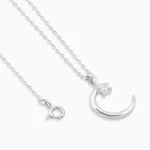 Colier argint pandantiv semiluna zirconia moonlight charm vedere frontala