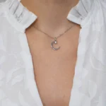 Colier argint pandantiv semiluna zirconia moonlight charm vedere frontala