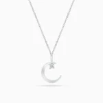 Colier argint pandantiv semiluna zirconia moonlight charm vedere frontala
