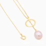 Colier argint perla mov de apa dulce Soft Purple Elegance vedere frontala