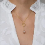Colier argint perla mov de apa dulce Soft Purple Elegance vedere frontala