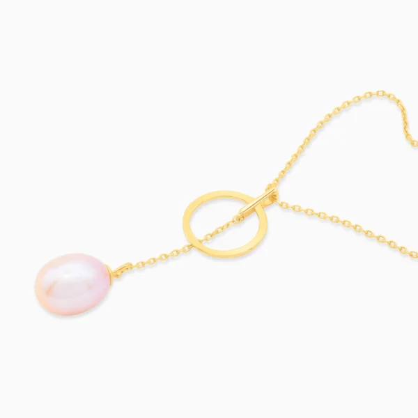 Colier argint perla mov de apa dulce Soft Purple Elegance vedere laterala