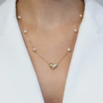 Colier argint perle naturale cultura pearl amour vedere frontala