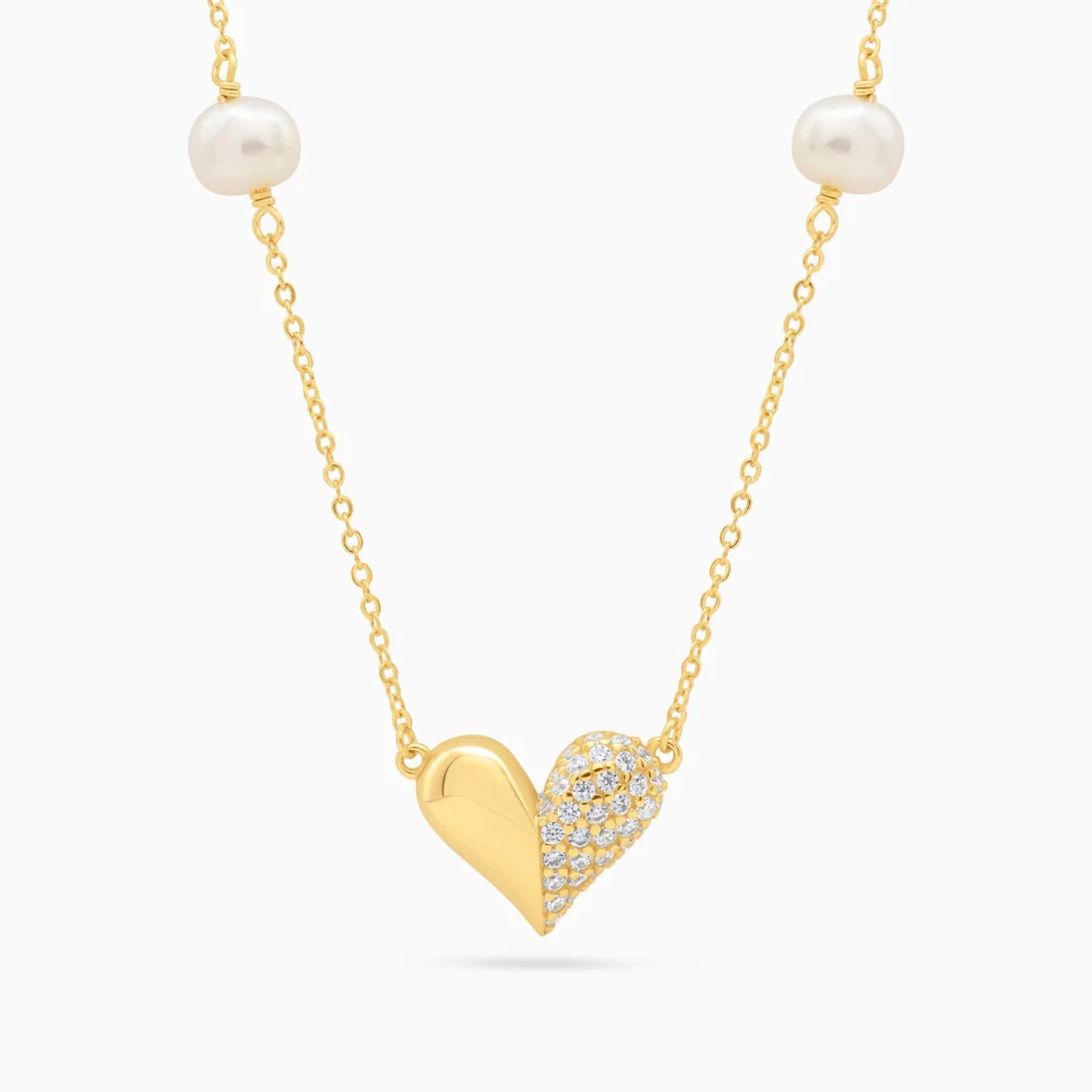 Colier argint perle naturale cultura pearl amour vedere frontala