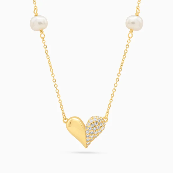Colier argint perle naturale cultura pearl amour vedere frontala