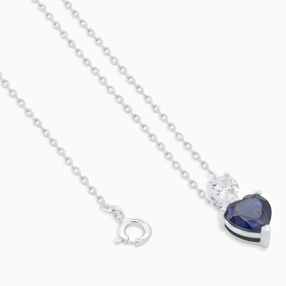Colier argint piatra albastra Deep Blue Love detaliu inchidere