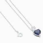 Colier argint piatra albastra Deep Blue Love vedere frontala