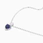 Colier argint piatra albastra Deep Blue Love vedere frontala