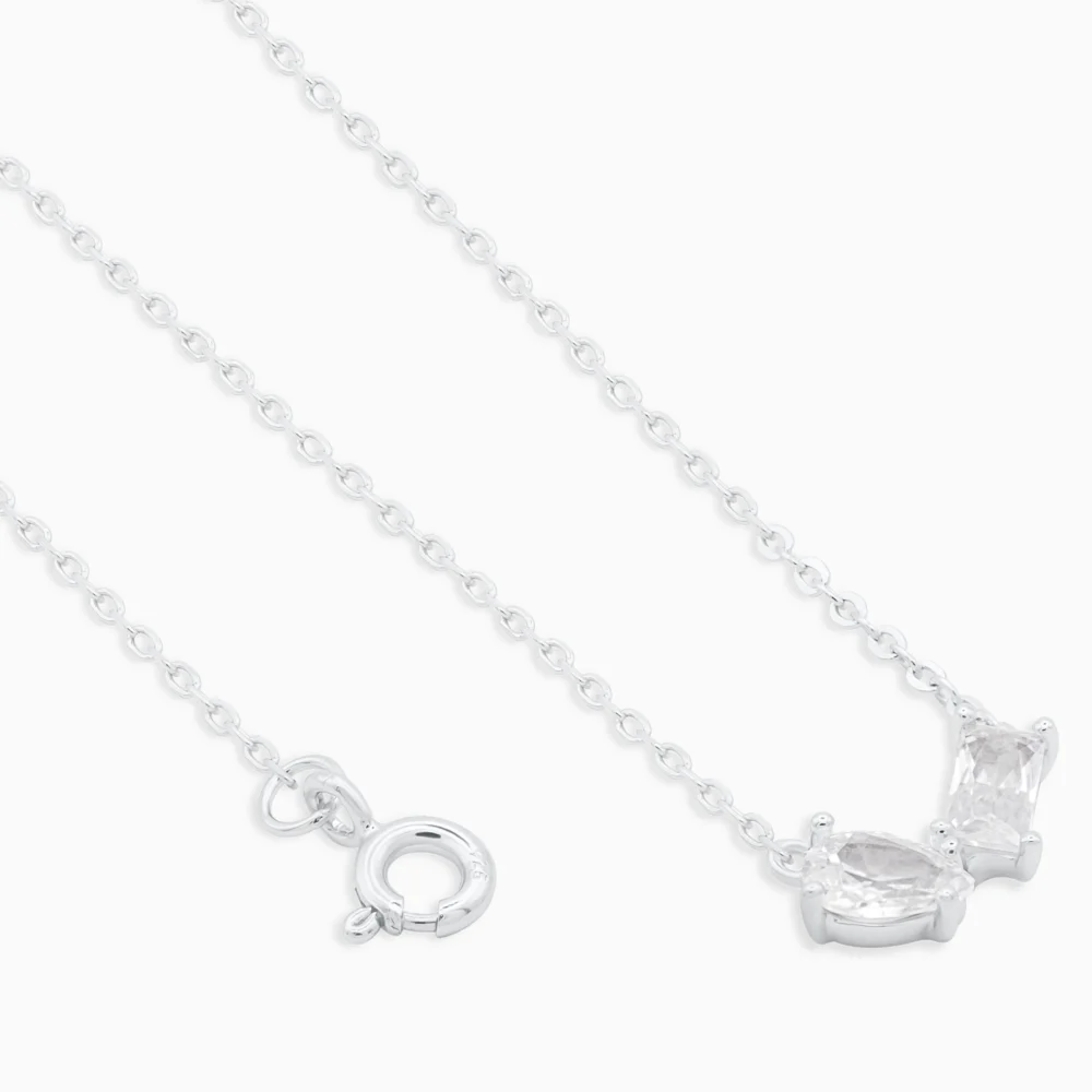 Colier argint pietre zirconia Refined Geometry detaliu inchidere