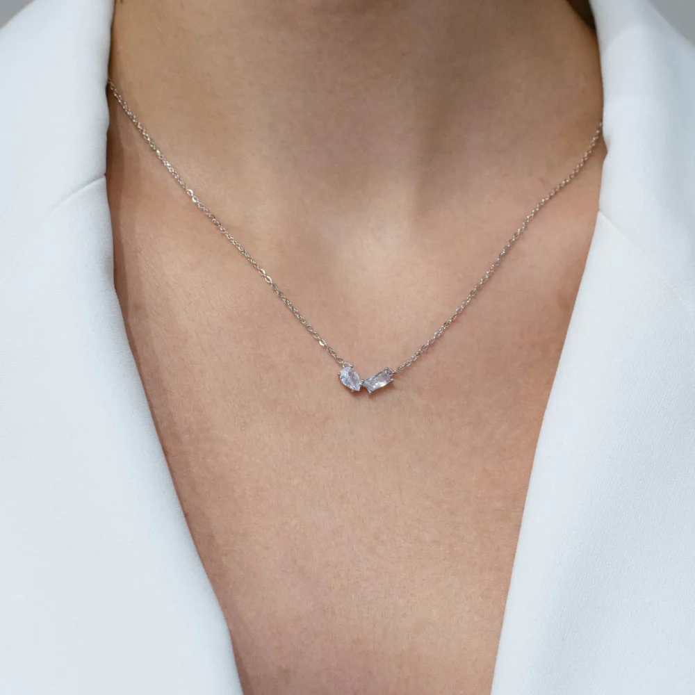Colier din argint cu pietre cubic zirconia – Refined Geometry