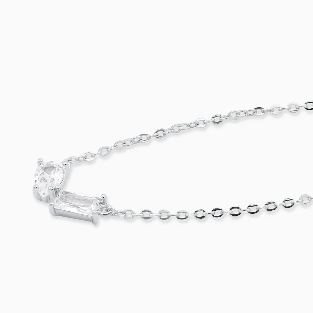 Colier argint pietre zirconia Refined Geometry vedere laterala