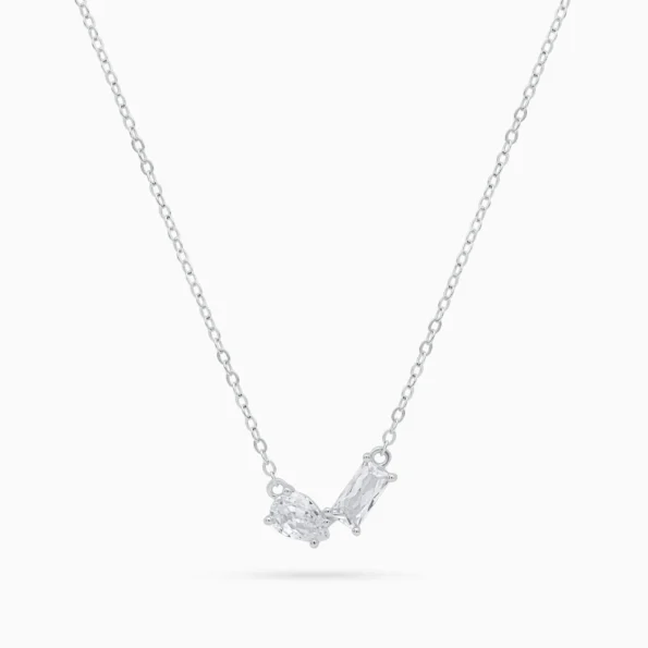 Colier argint pietre zirconia Refined Geometry vedre frontala