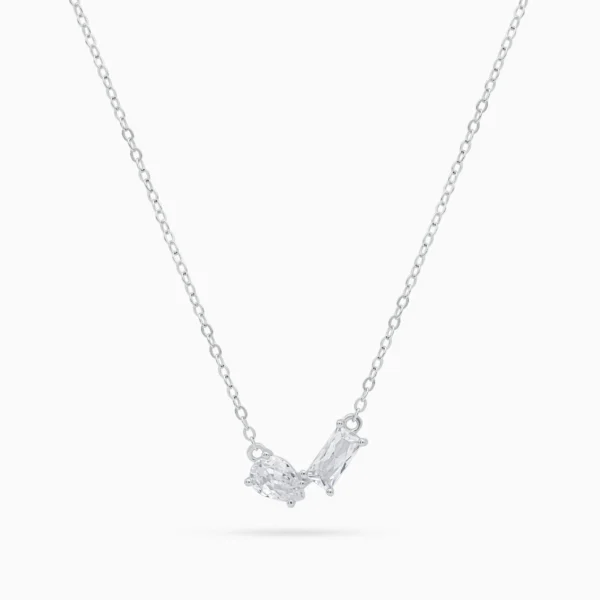 Colier argint pietre zirconia Refined Geometry vedre frontala