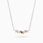 Colier argint pietre zirconia colorate color spark vedere frontala