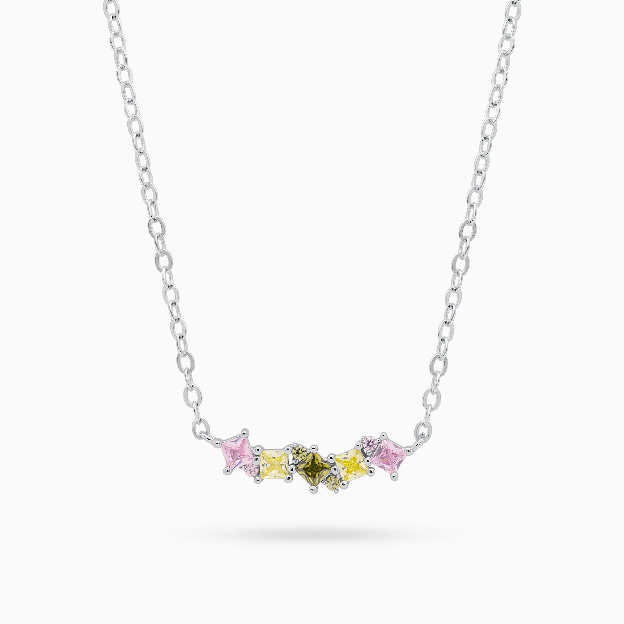 Colier argint pietre zirconia colorate color spark vedere frontala Colier argint pietre zirconia colorate color spark vedere frontala