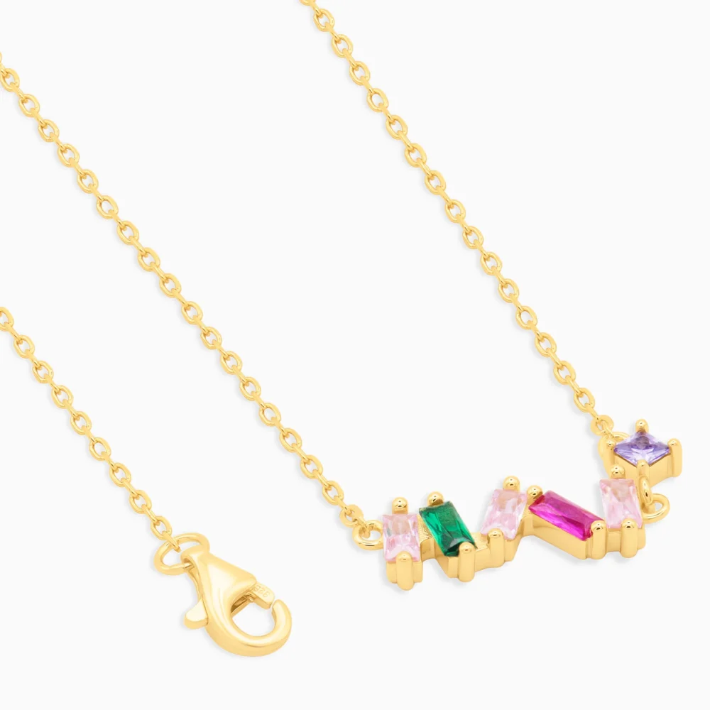 Colier argint pietre zirconia colorate joyful colors detaliu inchidere