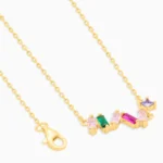 Colier argint pietre zirconia colorate joyful colors vedere frontala