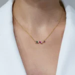 Colier argint pietre zirconia colorate joyful colors vedere frontala