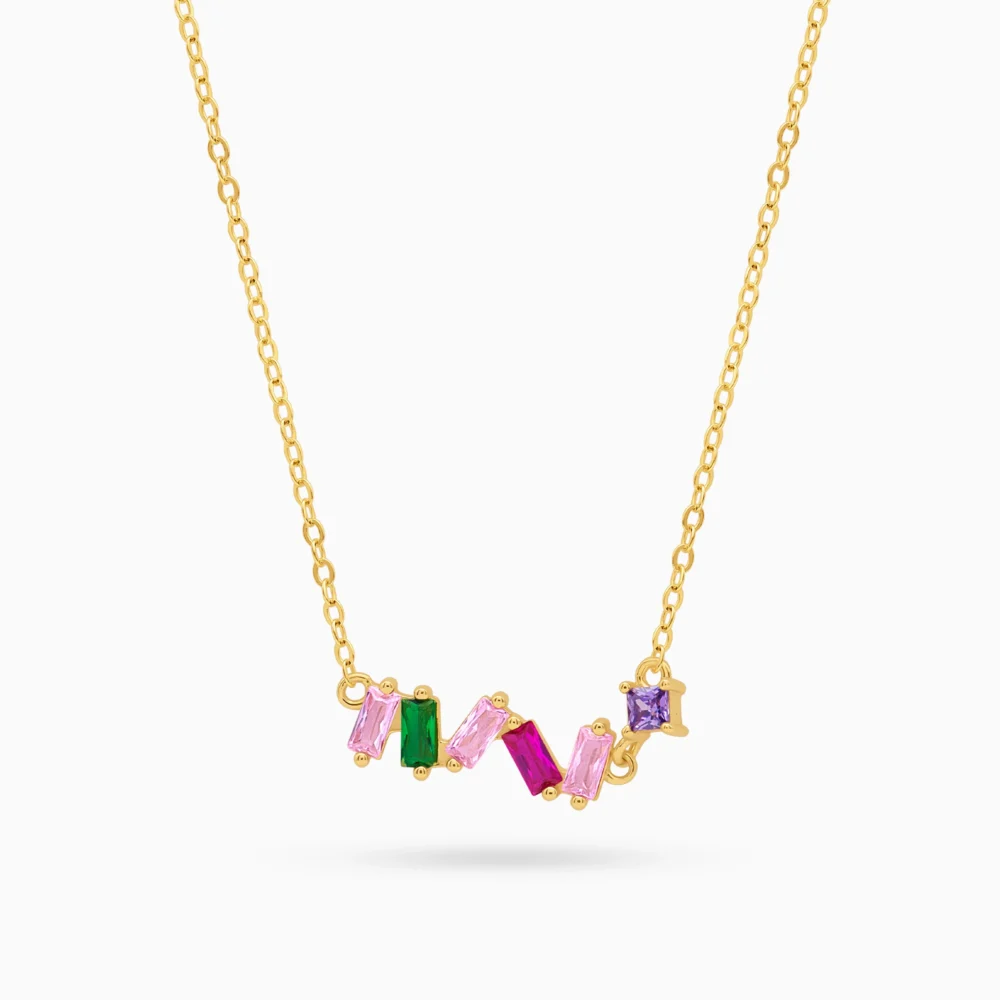 Colier argint pietre zirconia colorate joyful colors vedere frontala