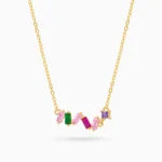 Colier argint pietre zirconia colorate joyful colors vedere frontala