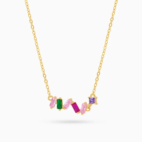 Colier argint pietre zirconia colorate joyful colors vedere frontala