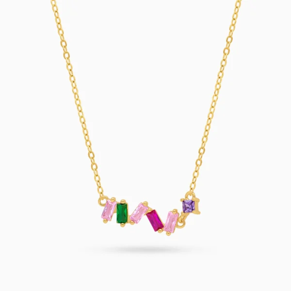 Colier argint pietre zirconia colorate joyful colors vedere frontala