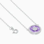Colier argint pietre zirconia mov Purple Spark vedere frontala