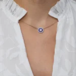 Colier argint pietre zirconia mov Purple Spark vedere frontala